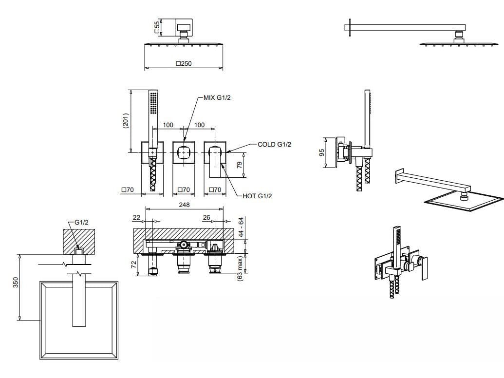 Смеситель для ванны из хромированной латуни Bugnatese ателье ARCH-00134027 - Вид №2