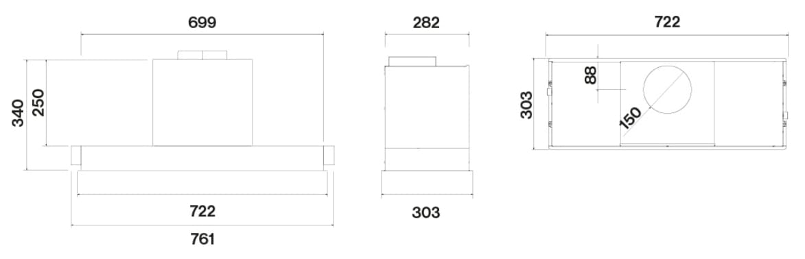 Встраиваемая стальная и стеклянная вытяжка со встроенным освещением Falmec дизайн ARCH-00005140 - Вид №6