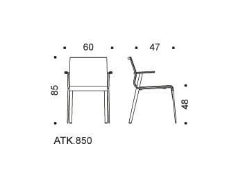 Тканевый мягкий штабелируемый стул с подлокотниками ICF Stick Chair ARCH-00042389 - Вид №4
