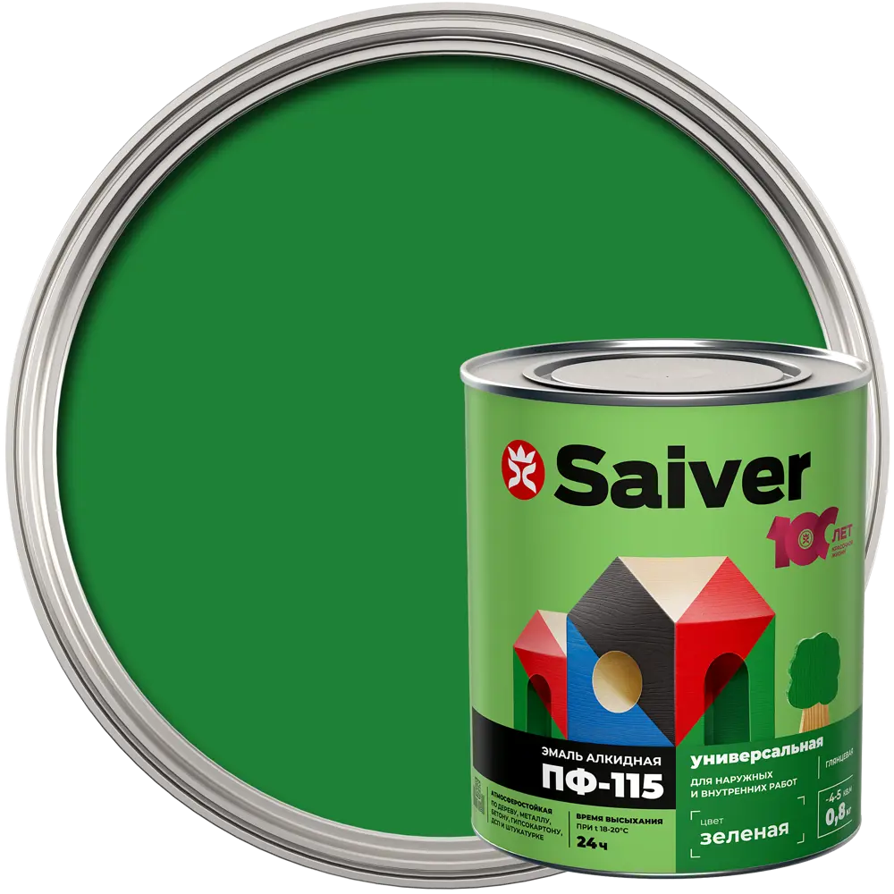 Эмаль ПФ-115 Saiver Lux глянцевая цвет зеленый 0.8 кг 83402368 STLM-2177816 