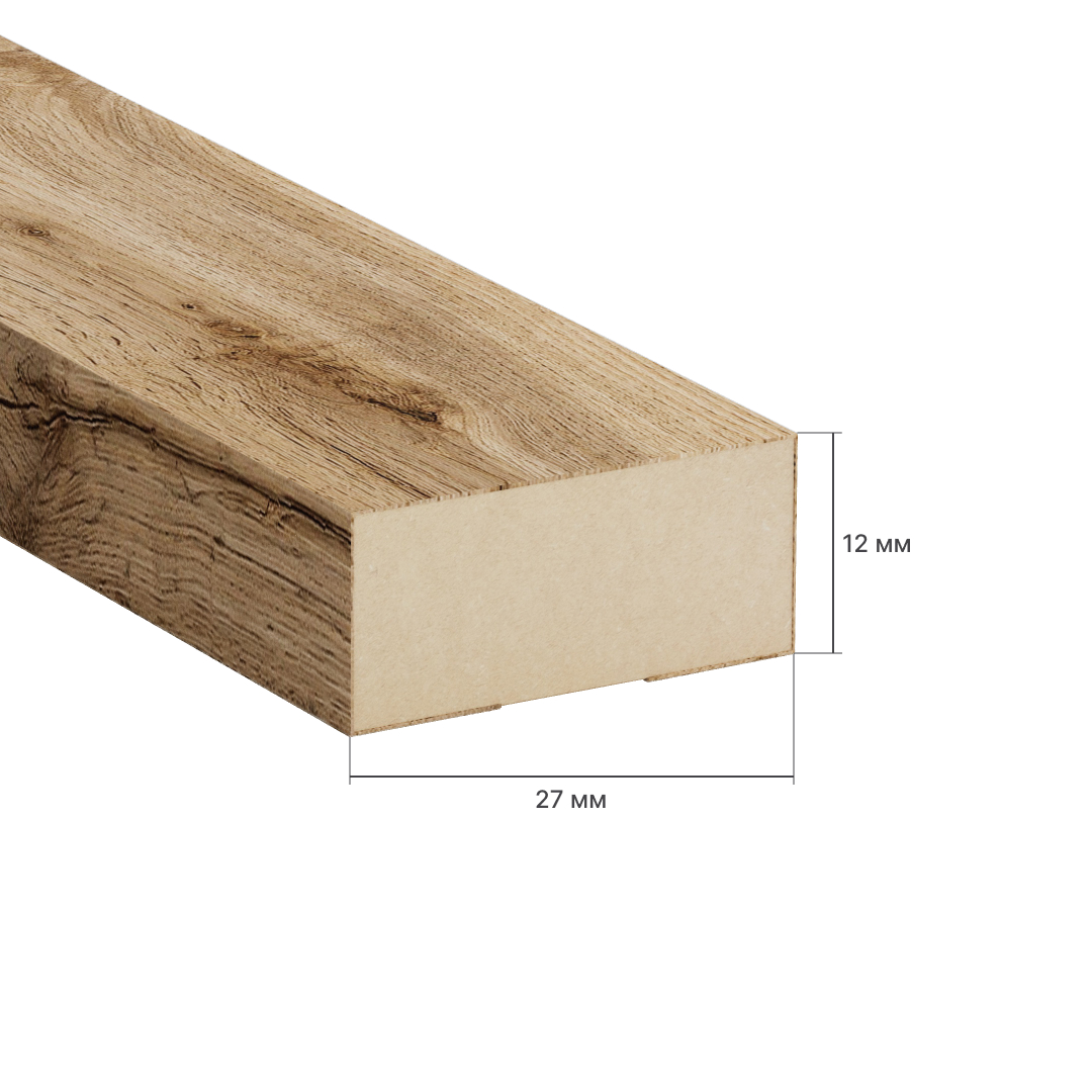 Рейка Интерьерная МДФ Stella Модель 12 Light Пекан 2800х27х12 (упак.15шт.) STSR-789 - Вид №1