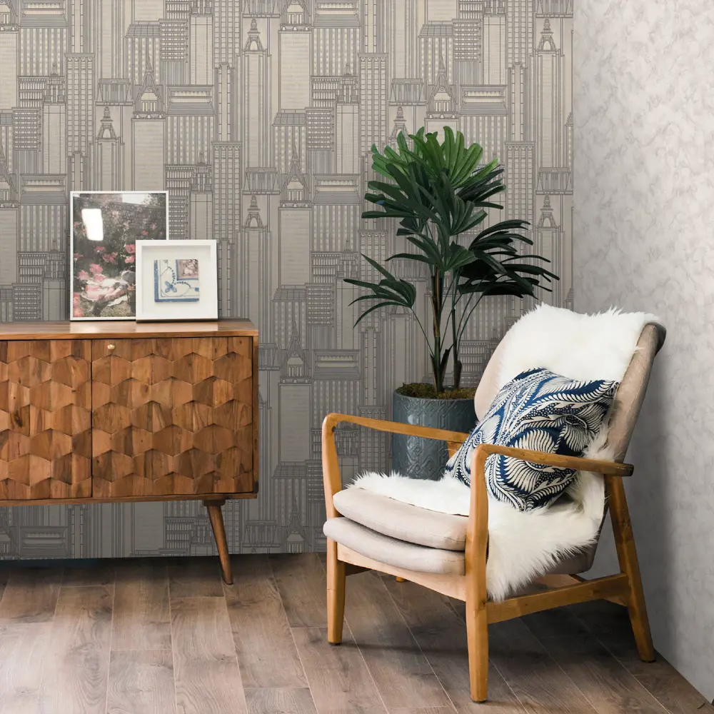 Обои флизелиновые Euro Decor Skyline светло-серые 1.06 м 7118-24 89111923 STLM-2105305 - Вид №3