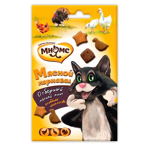 ПР0037774 Лакомство для кошек Мясной карнавал (утка, индейка, курица) 50г МНЯМС 