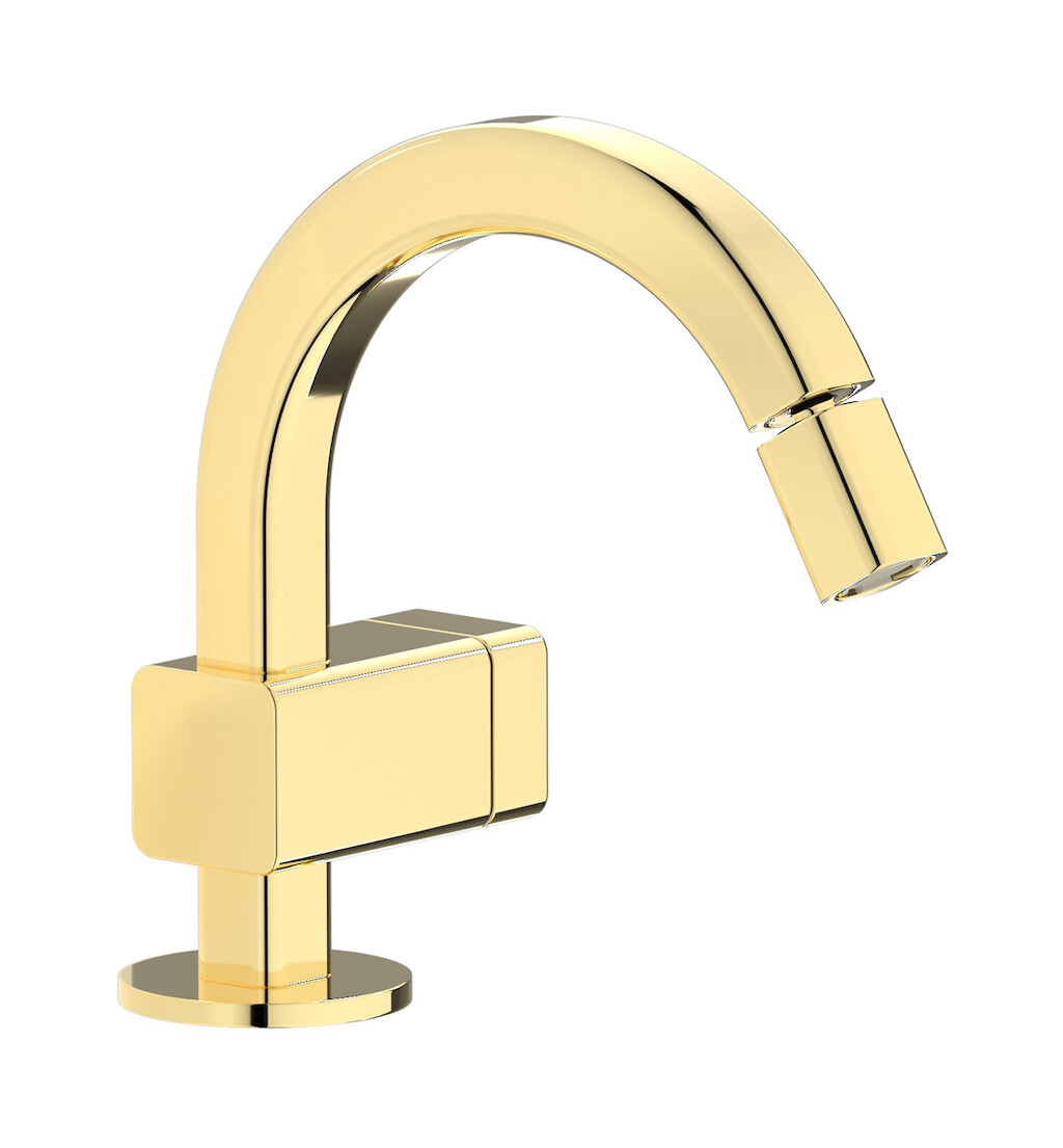 Прогрессивный смеситель для биде на 1 отверстие в комплекте с донным клапаном. WE ARE IB eo220ii_1 Pale Gold Elio