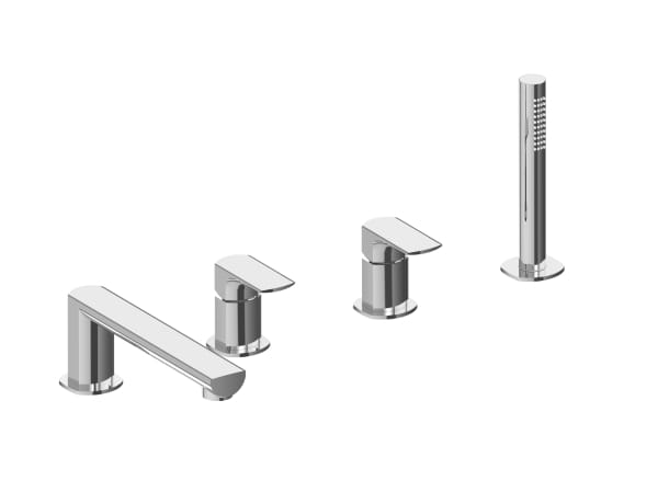 Смеситель для ванны с 4 отверстиями из латуни с ручным душем Rubinetterie Treemme Albatros ARCH-00140688 - Вид №1