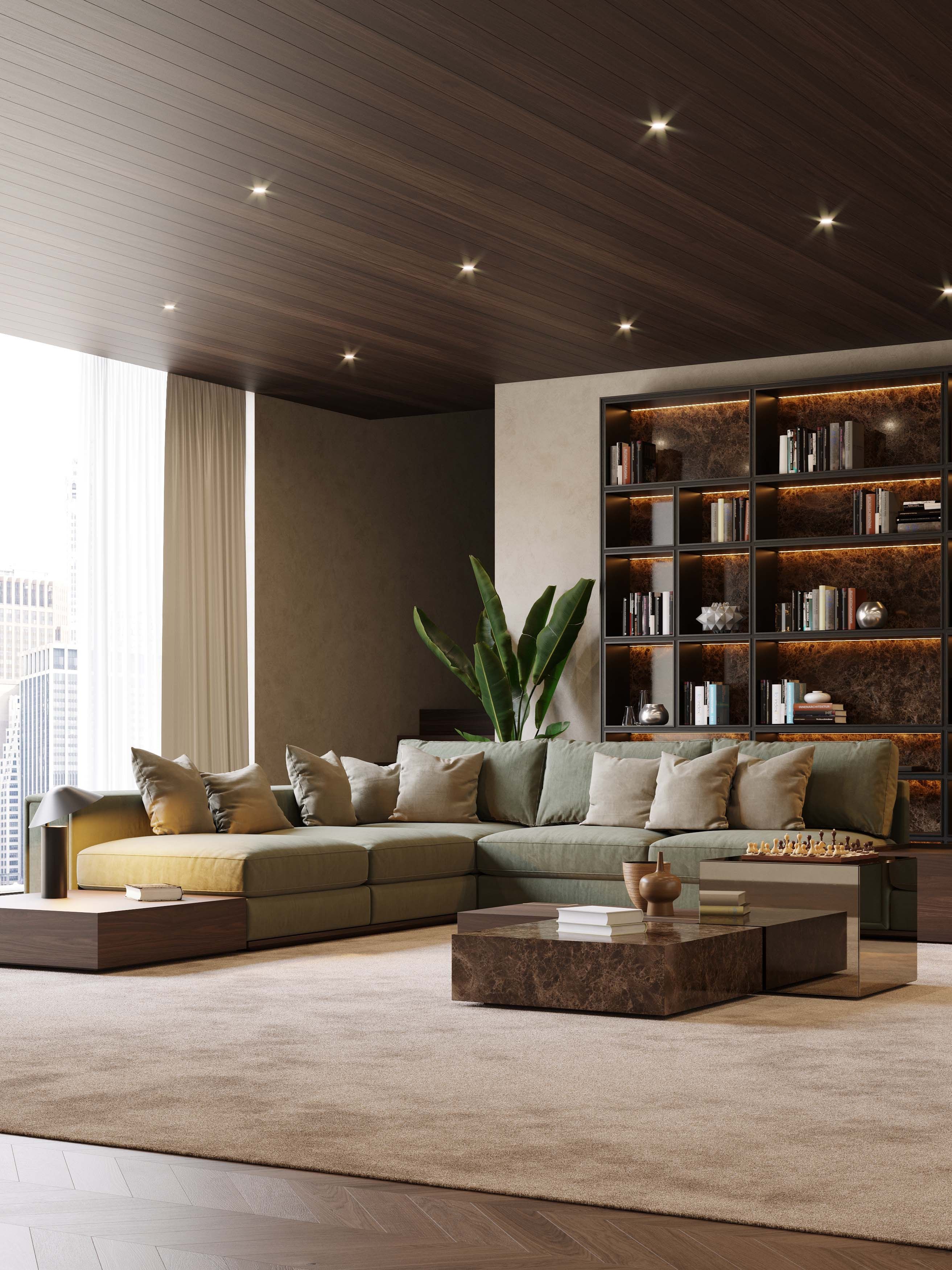 Низкий журнальный столик из дерева, мрамора и стекла Stylish Club Fortune ARCH-00009437 - Вид №2