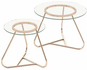 Domkapa Круглый журнальный столик из полированной стали со стеклянной столешницей  Dkf17/18