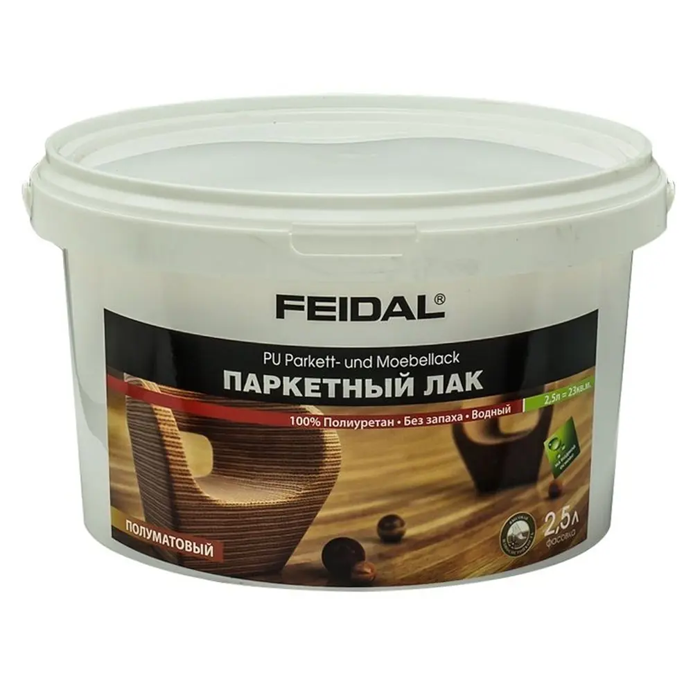 Лак паркетный полуматовый Feidal PU-Parket Mobellack 2.5 л 11851994 STLM-2092383 