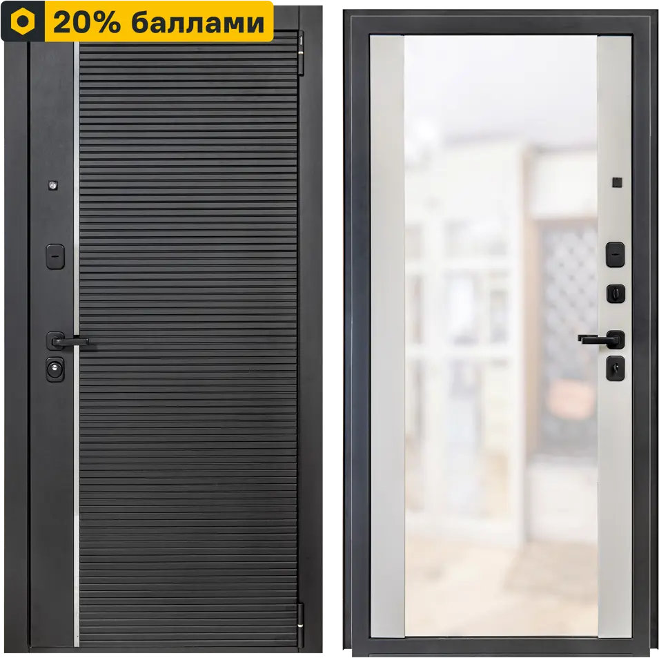 PORTIKA Дверь металлическая Порта Р-3 с зеркалом и усиленной защитой 85486801