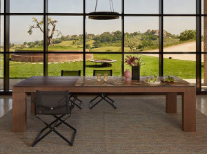 Прямоугольный стол из фаянса и дуба