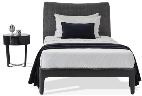 Natuzzi Односпальная кожаная кровать с мягким изголовьем sun-id-1497045 - Вид №1