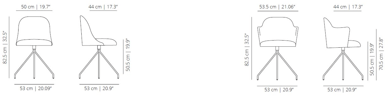 Viccarbe Вращающееся кресло из ткани с подлокотниками Aleta sun-id-1356913 - Вид №1