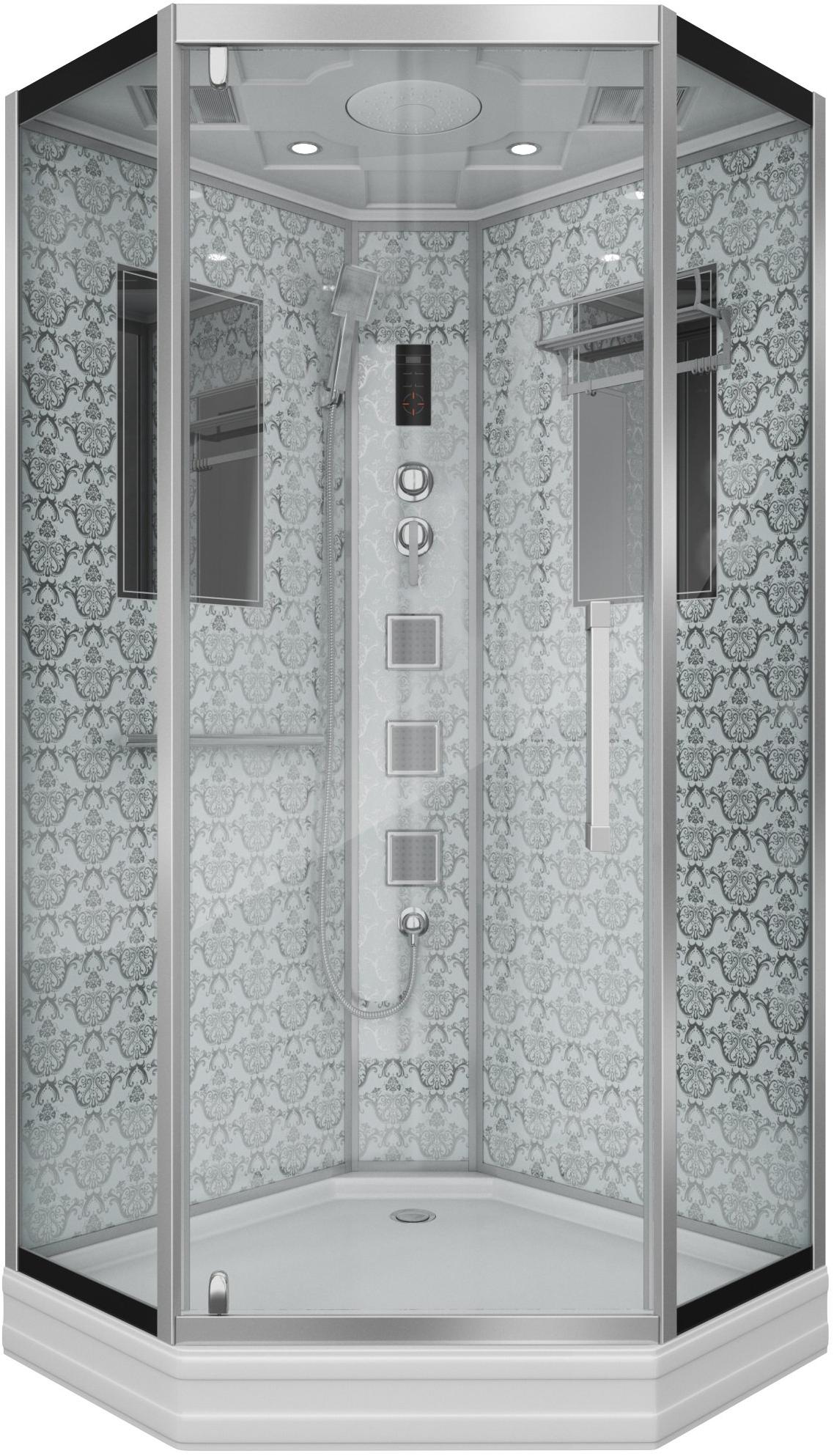 Душевая кабина NG-7717W (1000x1000х2150) низкий поддон стенки БЕЛЫЕ Niagara Luxe