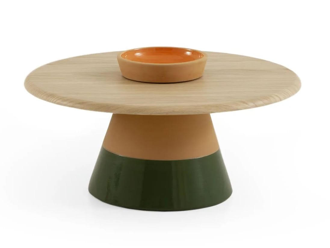 Журнальный столик из глины с деревянной столешницей Morica Design Высокая мода ARCH-00129625 - Вид №3