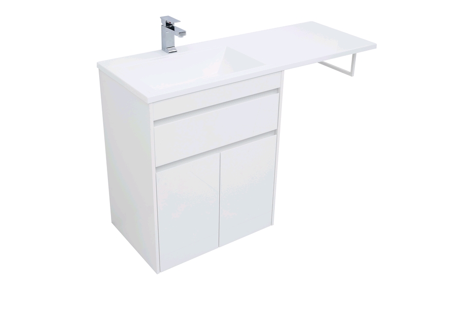 Тумба с раковиной Aquanet Токио 130 L белый (напольная, 1 ящик, 2 дверцы) 0023774600235501 - Вид №5