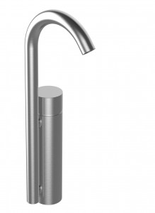 Y006WF  Смеситель для раковины на 1 отверстие, высокий изливвылет 11,4 см ручка ограничитель потока воды до 5 л/мин при 3 бар подводка без донного клапана Fantini Rubinetti AA/27 НЕРЖАВЕЮЩАЯ СТАЛЬ