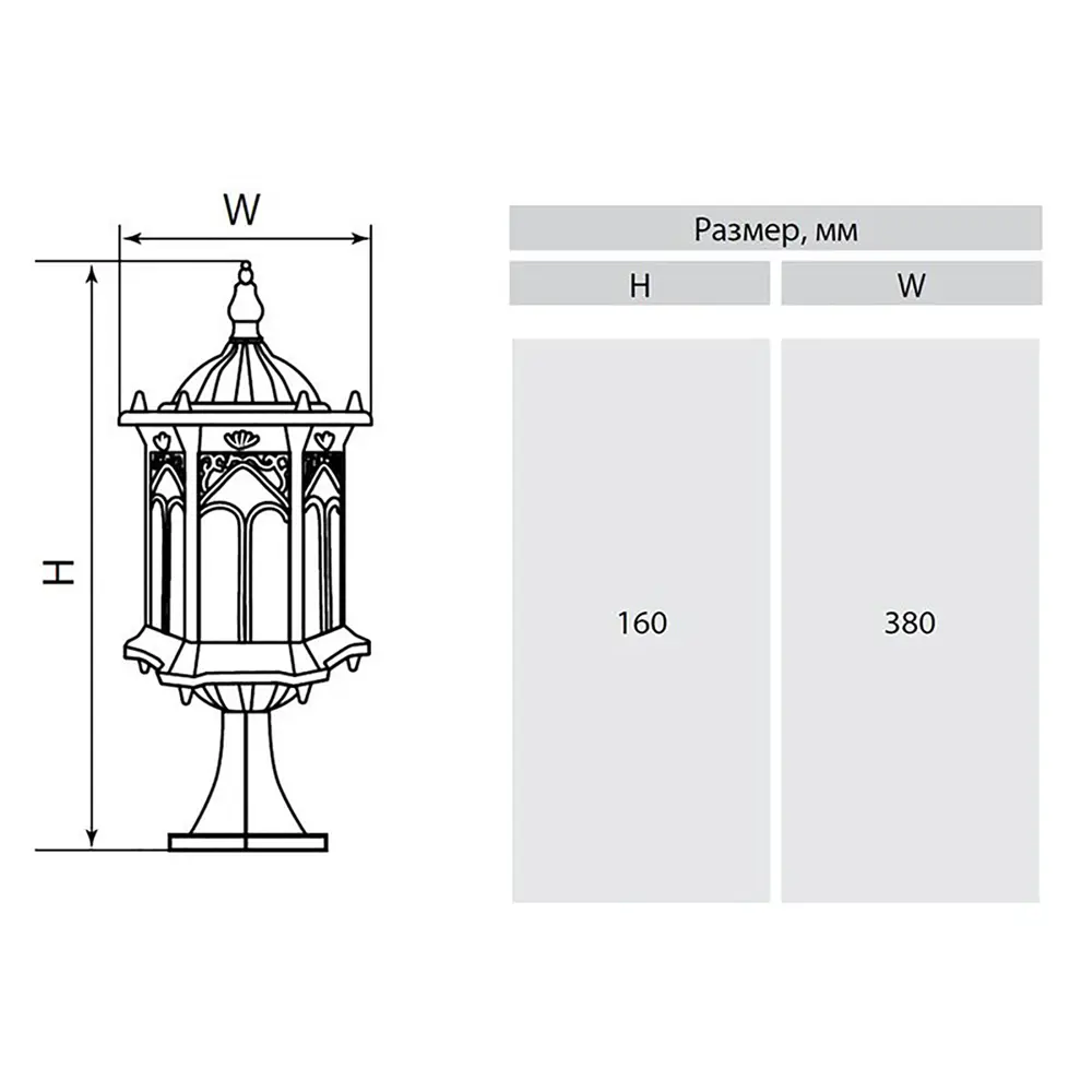 Столб уличный TDM Ампир 1xE27x60 Вт, 40 см цвет бронза, IP54 TDM ELECTRIC STLM-2058168 - Вид №6