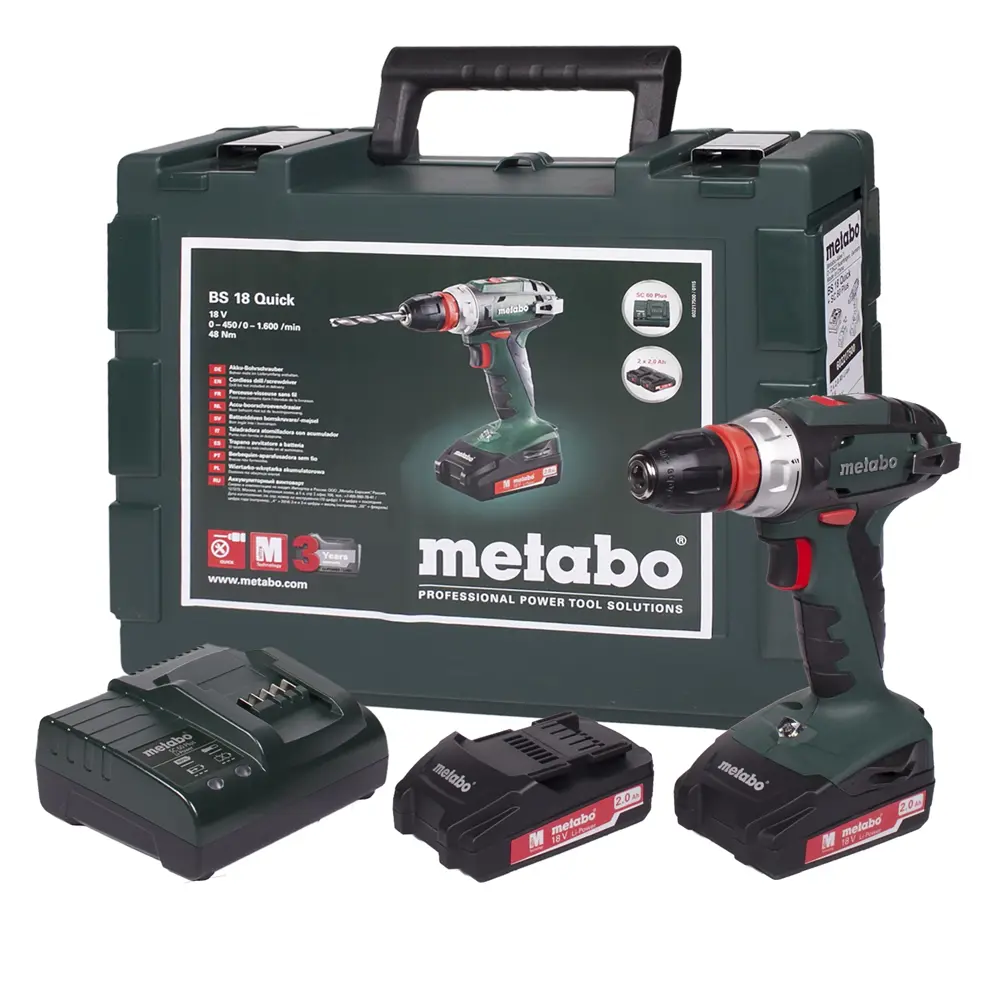 Шуруповерт Metabo BS 18 Quick, Li-ion 18 В, 2 Ач 18119093 STLM-2152536  - Вид №3