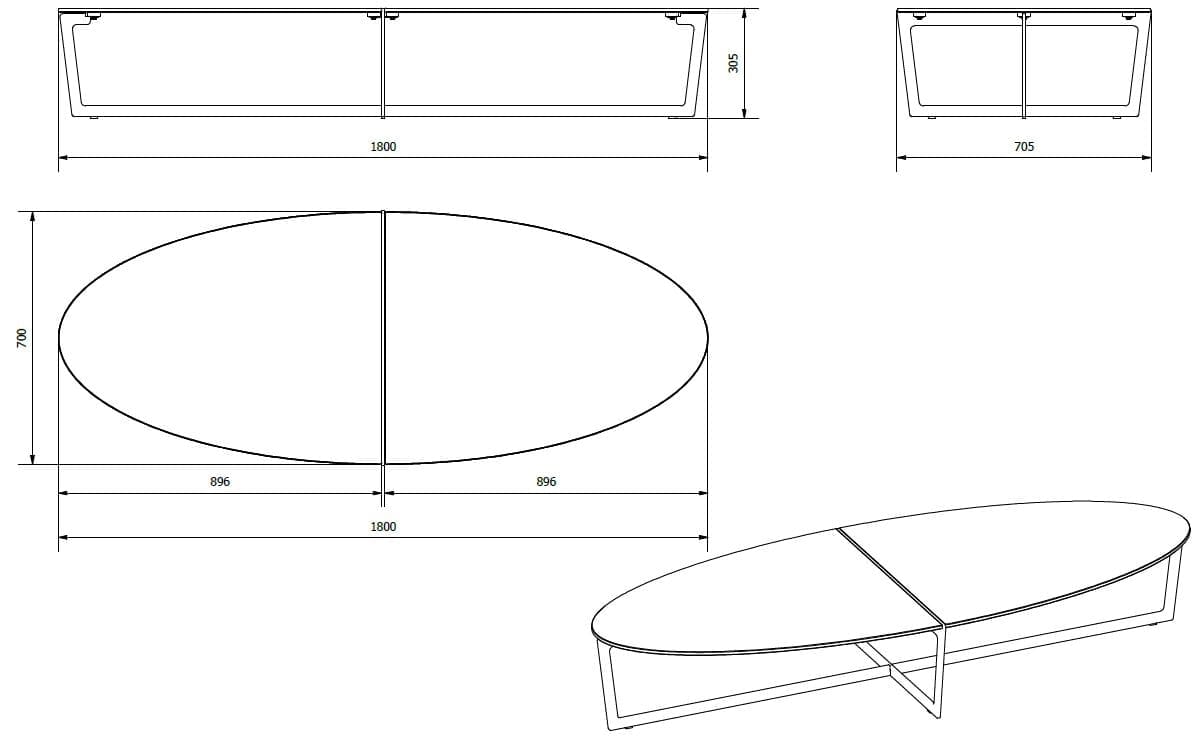 Стальной и хрустальный овальный низкий журнальный столик Bontempi Casa CROSS ARCH-00113644 - Вид №3