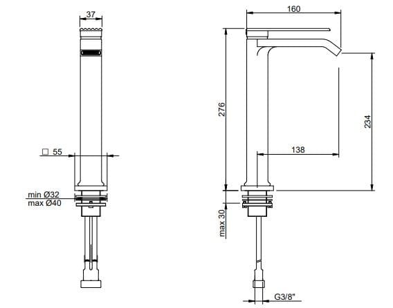 Латунный однорычажный смеситель для раковины Rubinetterie Treemme ARCH-00042098 - Вид №2