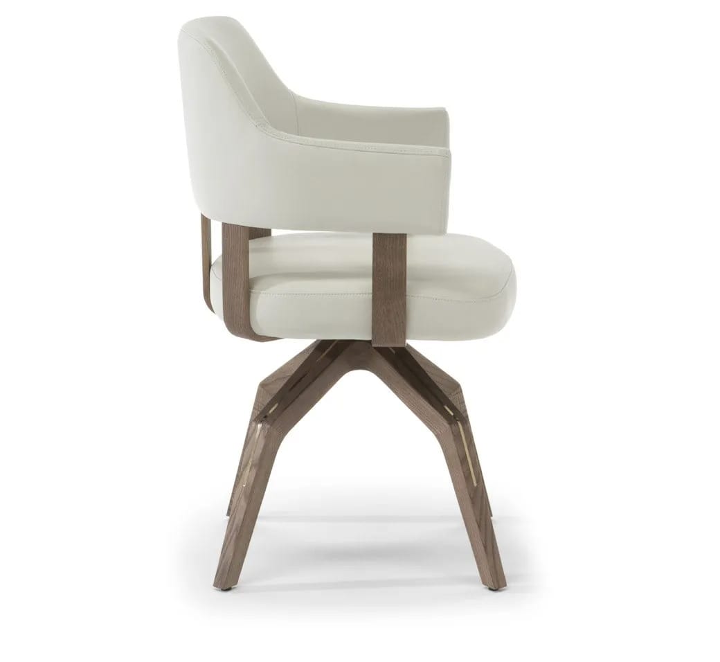 Кожаный поворотный стул с подлокотниками Natuzzi Italia VALLE ARCH-00046895 - Вид №2