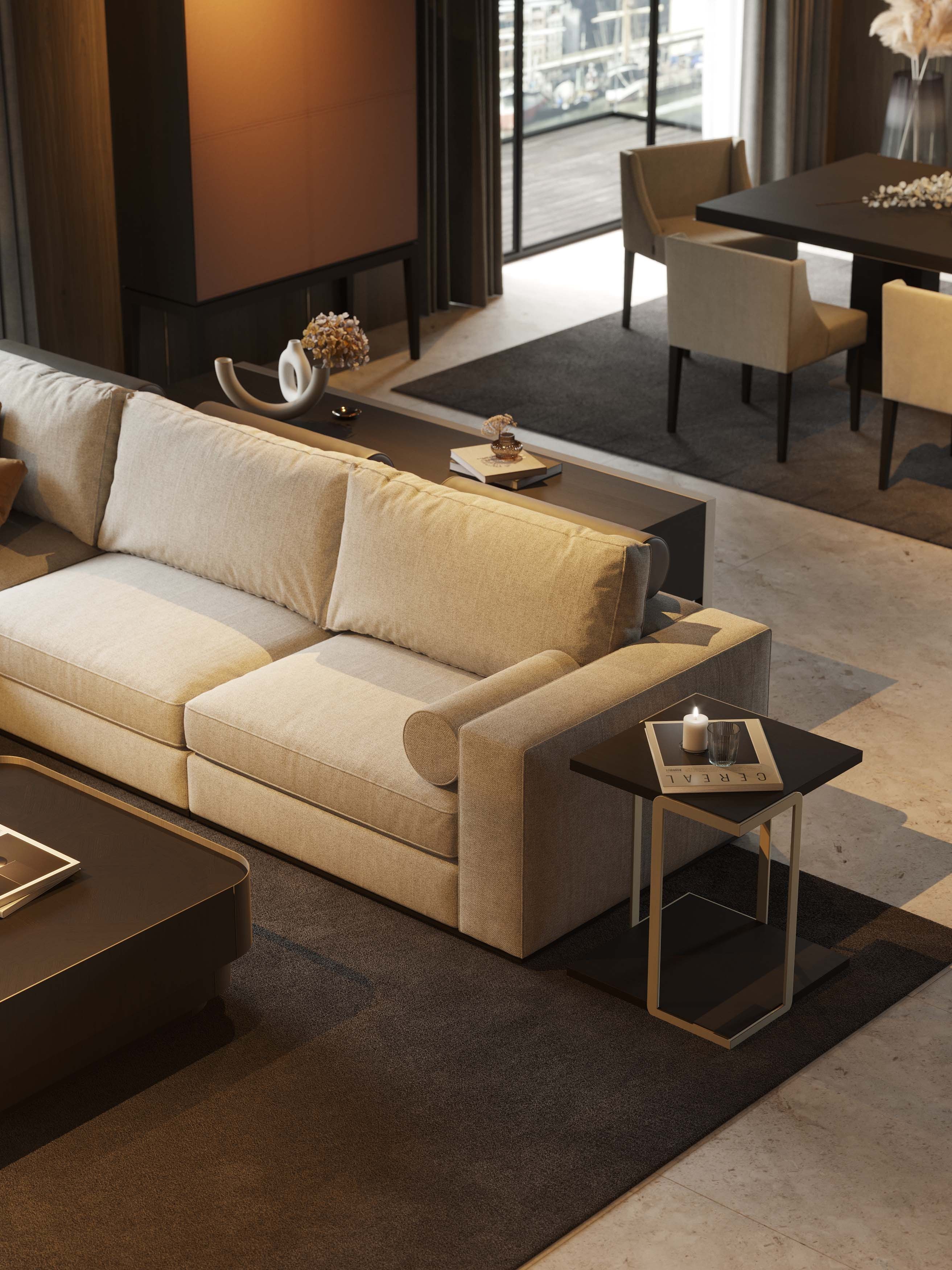 Бархатный диван с полуостровом Stylish Club Fortune ARCH-00130179 - Вид №7