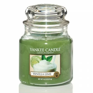 Свеча средняя в стеклянной банке "Ваниль и Лайм Vanilla Lime" 411 гр 65-90 часов YANKEE CANDLE ВАНИЛЬ 267959 Зеленый