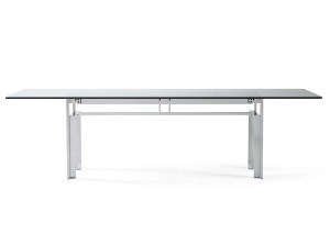 Прямоугольный стол из металла и стекла