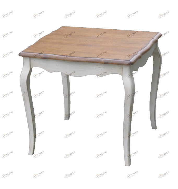 Приставной столик квадратный белый с коричневым топом 60 см Mobilier de Maison ДОМАШНЯЯ ОБСТАНОВКА MOBILIER DE MAISON 017203 Белый;коричневый Santreyd 