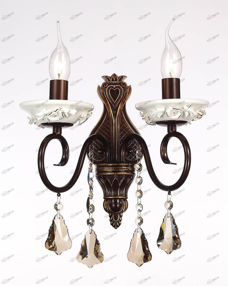 Бра керамическое коричневое "Кейнд" W17059/2LBCG1 LUMIEN HALL СВЕЧА 00-3931597 Коричневый 