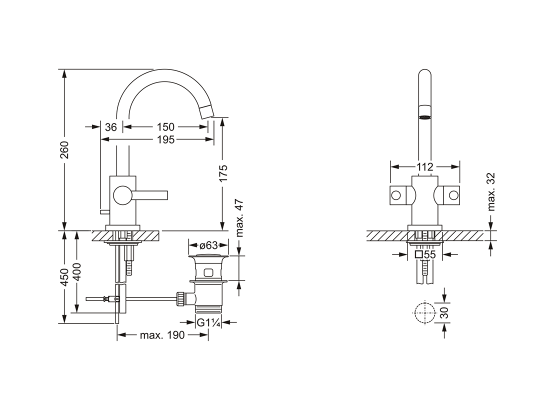 Смеситель для раковины на одно отверстие ½" JOERGER Charleston Square 634.10.300.000 - Вид №1