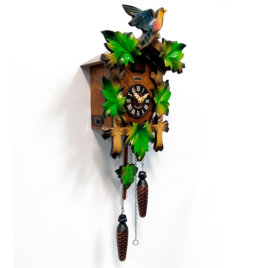 Часы настенные коричневые с зеленым с кукушкой Sars 8С SARS ПТИЦЫ 00-3967475 Зеленый;коричневый  - Вид №1