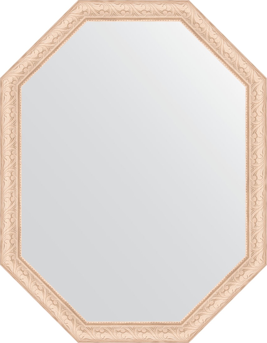 BY 7036 Зеркало в багетной раме - беленый дуб 57 mm EVOFORM Octagon