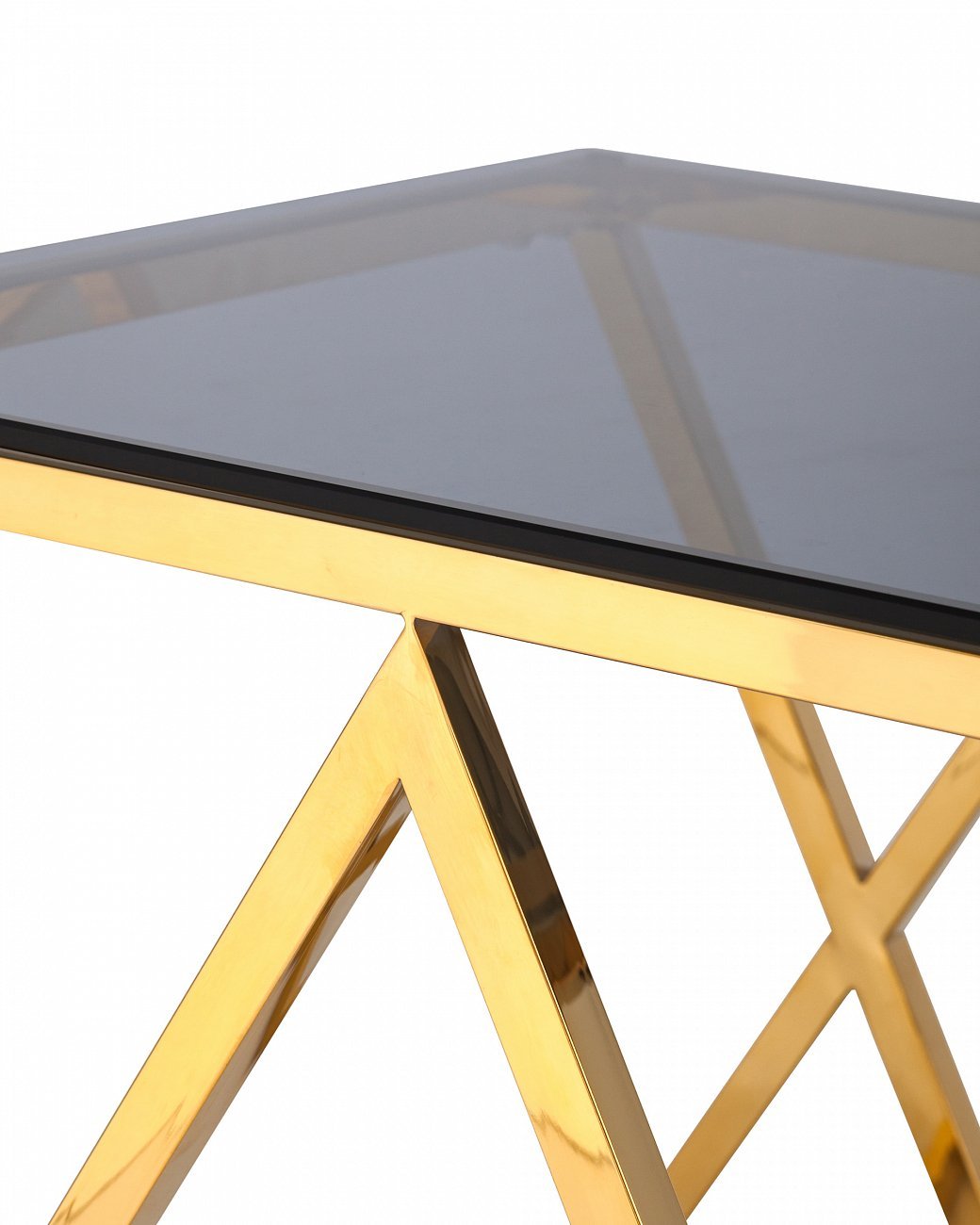 Журнальный столик стеклянный дымчатый с основанием золото 55х55 см "Инсигния" STOOL GROUP  00-3881890 Золото  - Вид №3