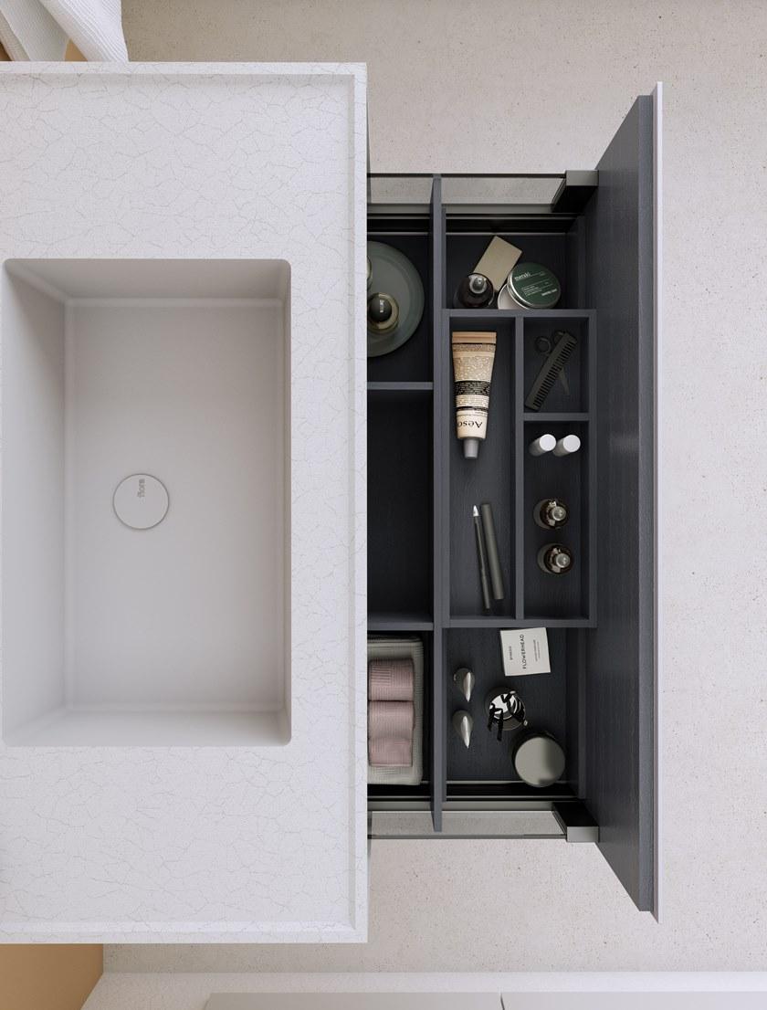 Fiora Настенная тумба под умывальник с ящиками Bloc sun-id-1492187 - Вид №4