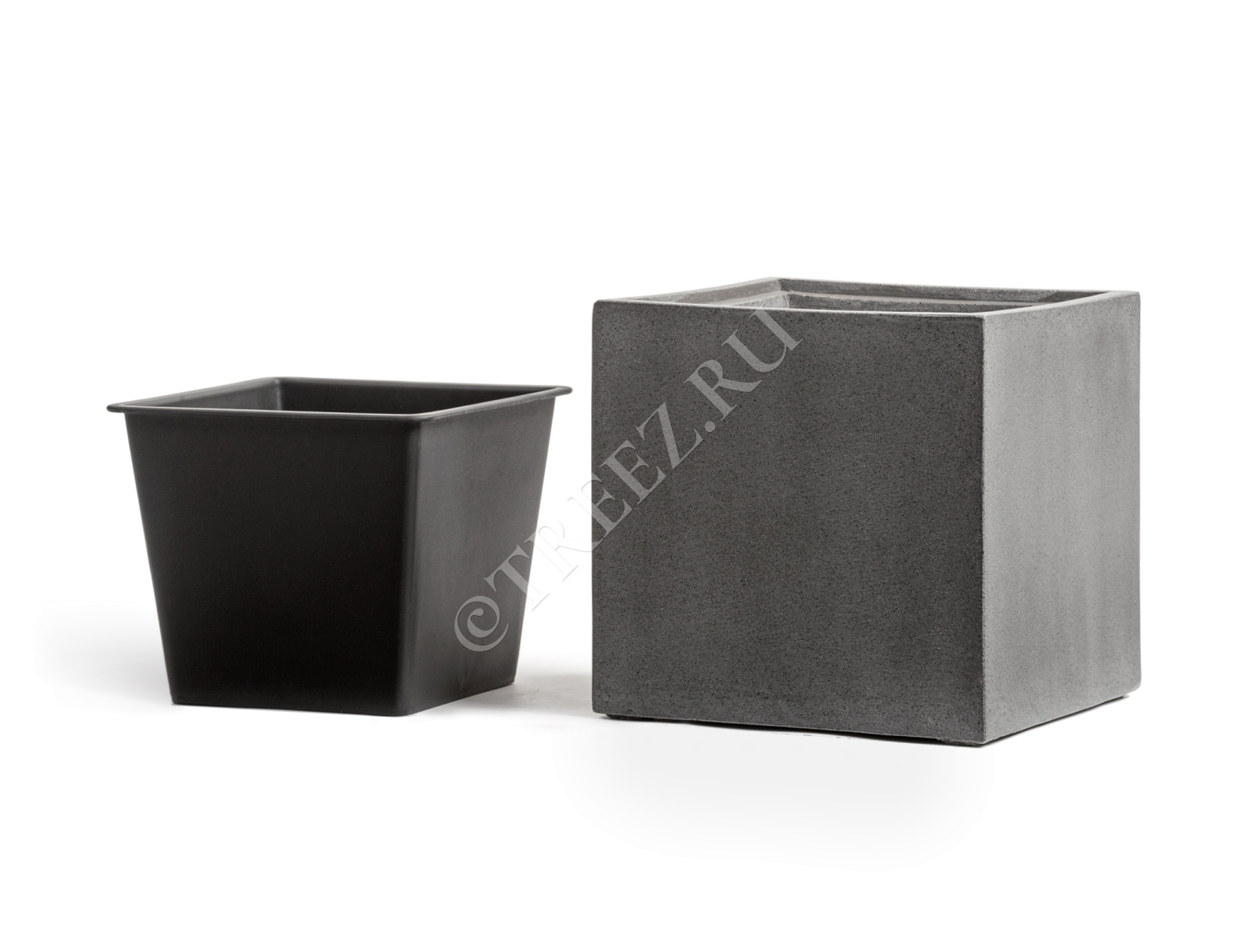 41.3317-02-005-GR-20 Кашпо  Effectory - серия Beton - Куб - Тёмно-серый бетон Цветочная коллекция  - Вид №4