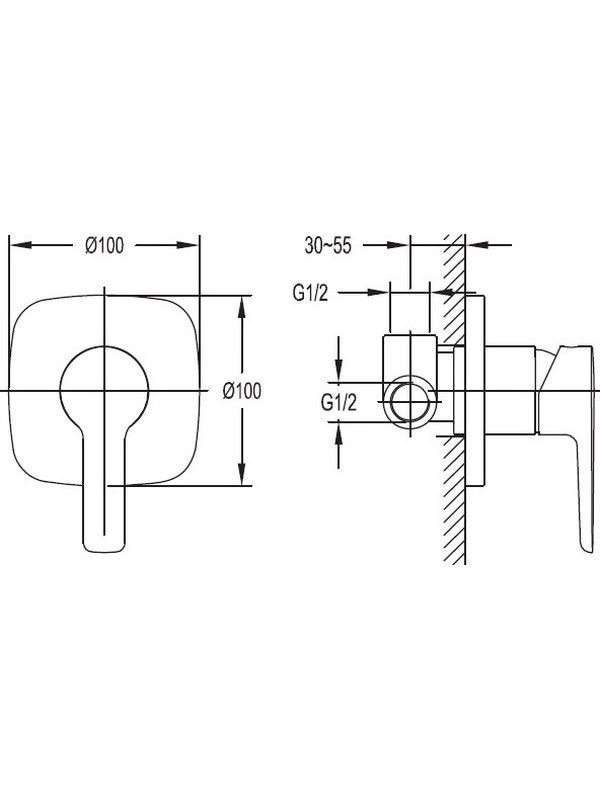 Встраиваемый однорычажный смеситель для душа Cezares TESORO-F-DIM-01 - Вид №1