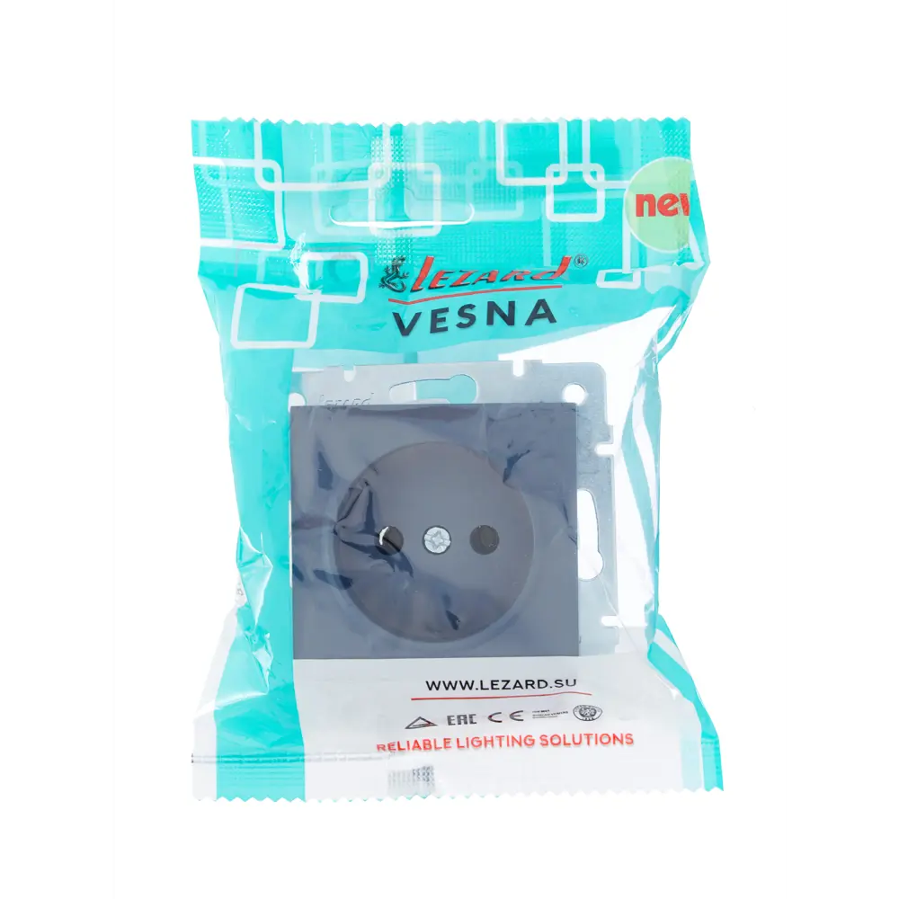 Розетка Lezard Vesna графит без заземления для скрытого монтажа 87103767 STLM-1575740 - Вид №5