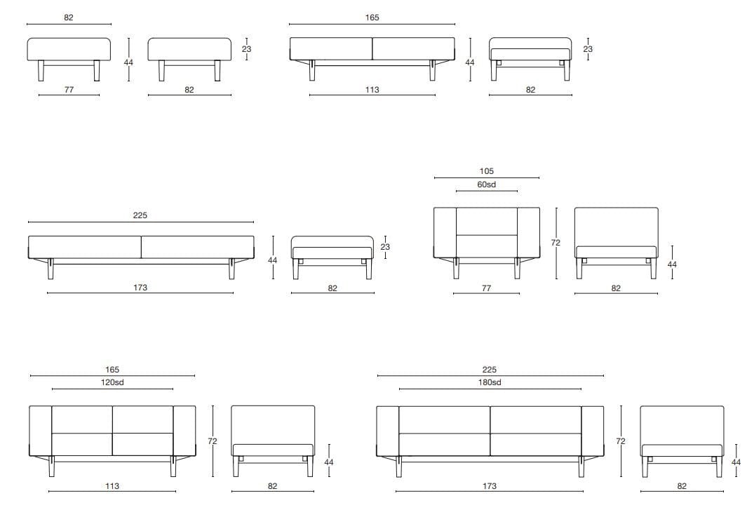 Мягкая скамейка из ткани со спинкой Diemme хлеб ARCH-00032933 - Вид №5