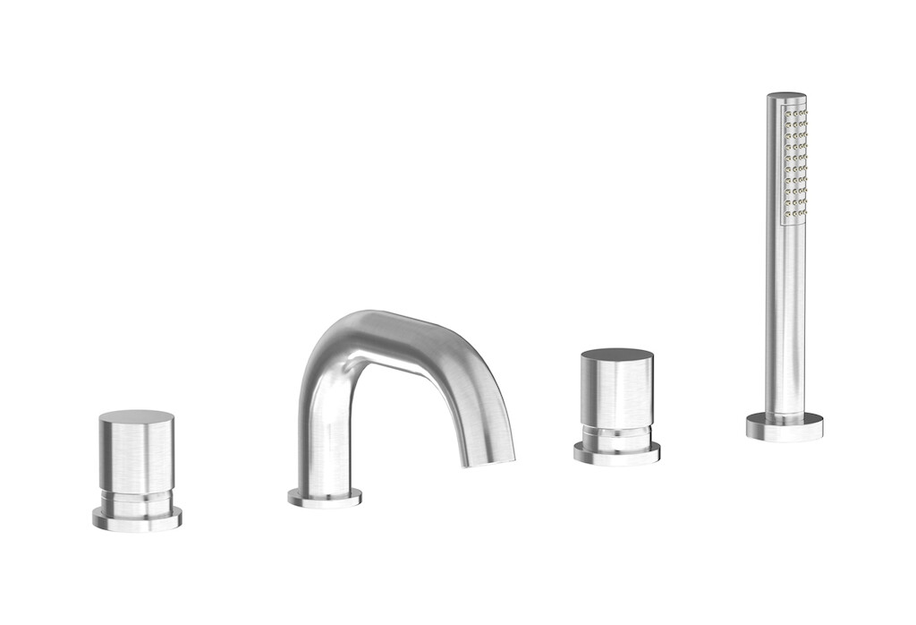 Смеситель на бортик ванной на 4 отверстий с дивертером и душевым гарнитуром. WE ARE IB rr396ss Brushed Nickel Brera