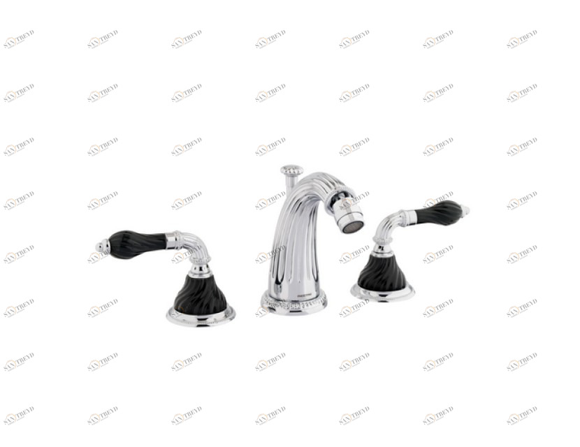 233521.NSL0.62 Биде с тремя отверстиями из крученого фарфора черного цвета Сатин никель Mestre Artica