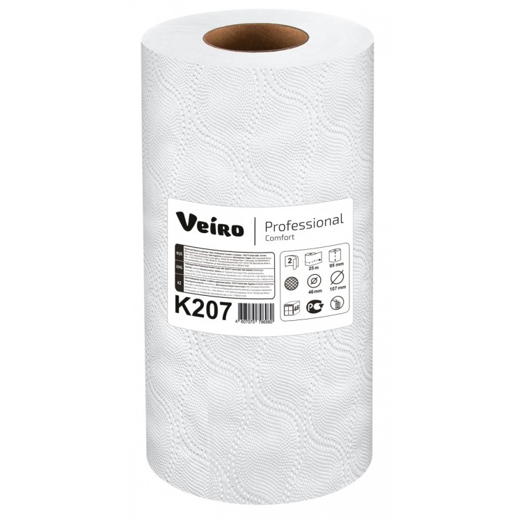 К207 Veiro Бумажные полотенца в рулонах Veiro Professional Comfort К207 4 рулона по 12,5 м 