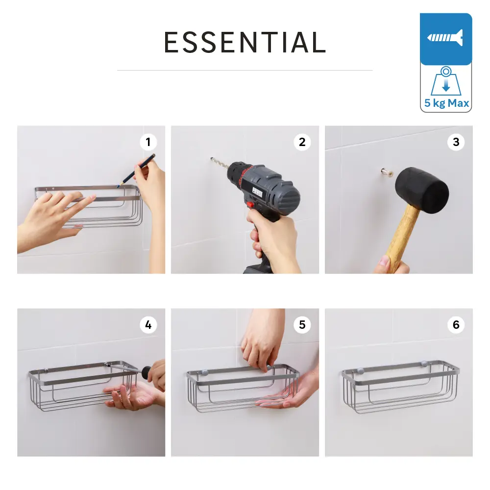 Полка для ванной прямоугольная Sensea Essential цвет хром 82667493 STLM-2052655 - Вид №3