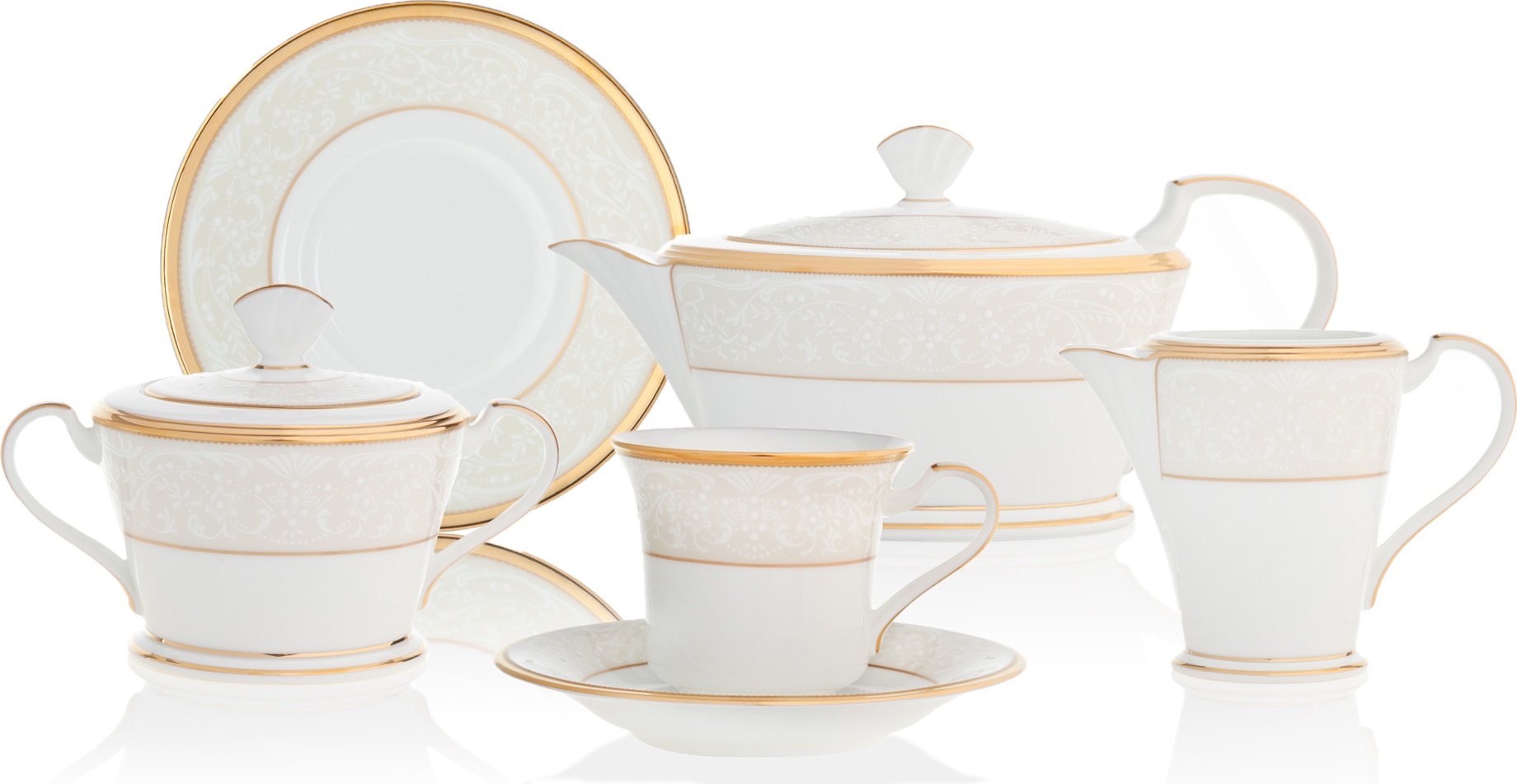 10671175 Noritake Сервиз чайный Noritake "Белый дворец" 6/21 Фарфор костяной 