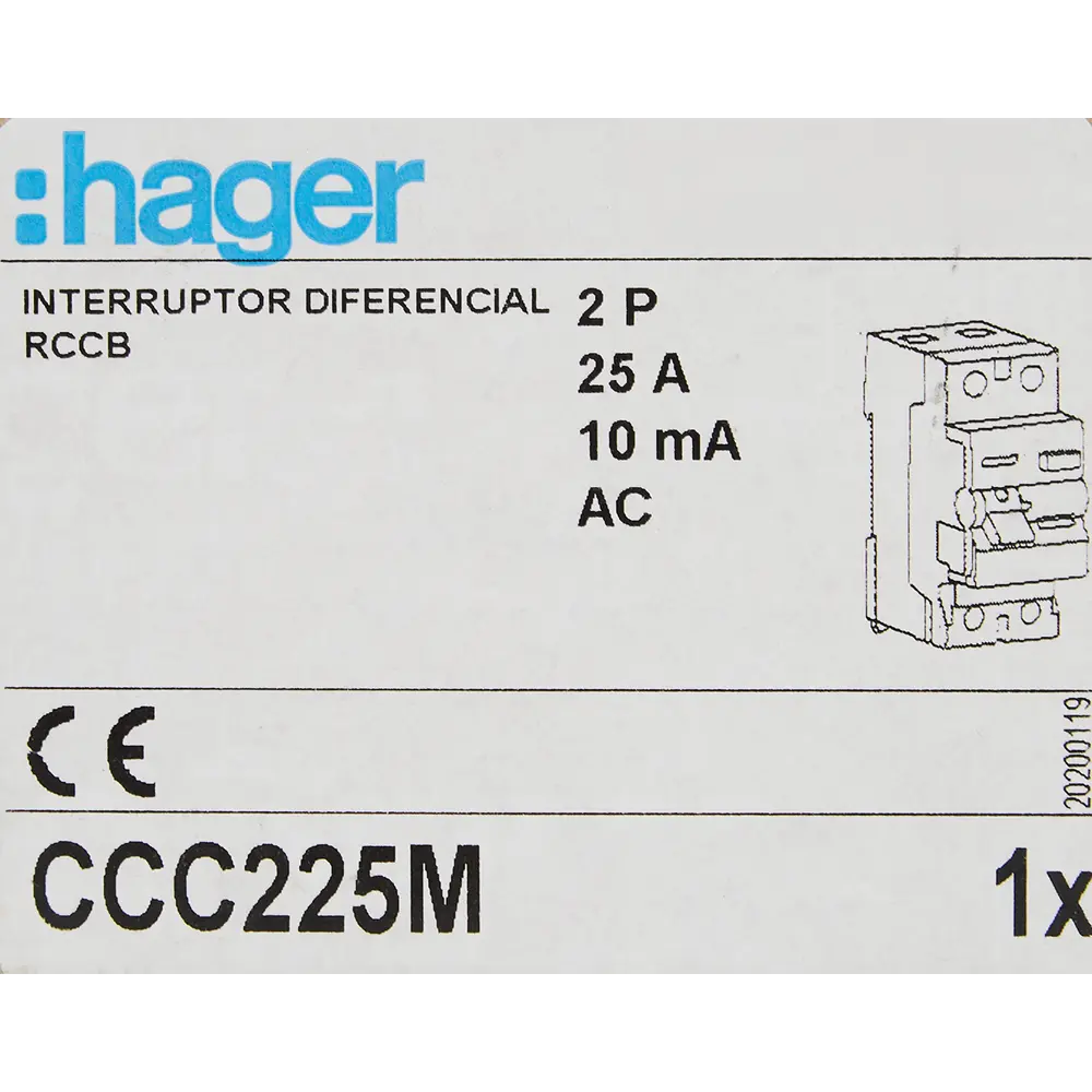 УЗО Hager CCC225M 2P 25 A 10 мА 6 кА AC STLM-2145806 - Вид №5