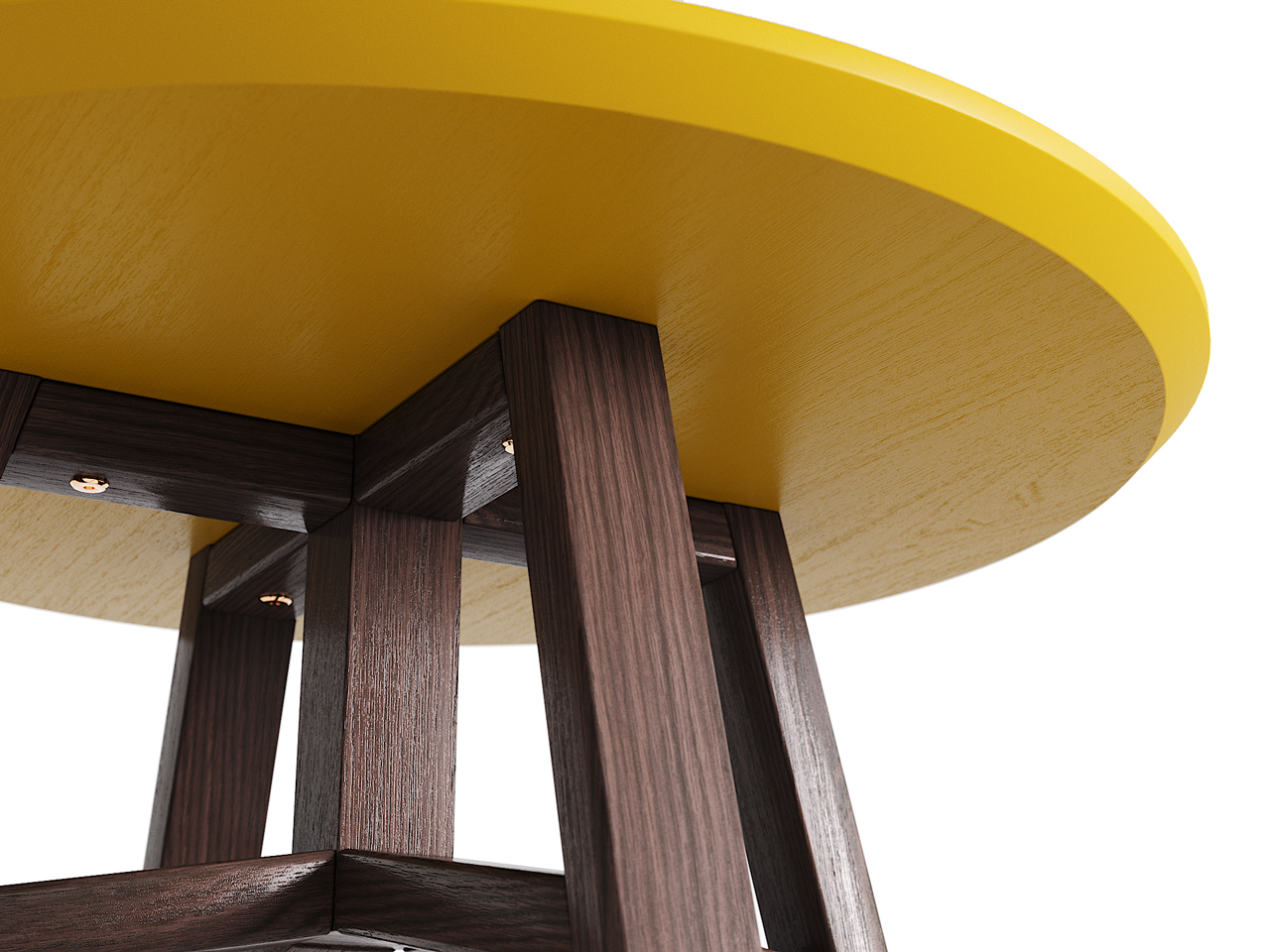 Приставной столик круглый темный дуб, шафран 55 см Mack THE IDEA  210074 Коричневый  - Вид №1