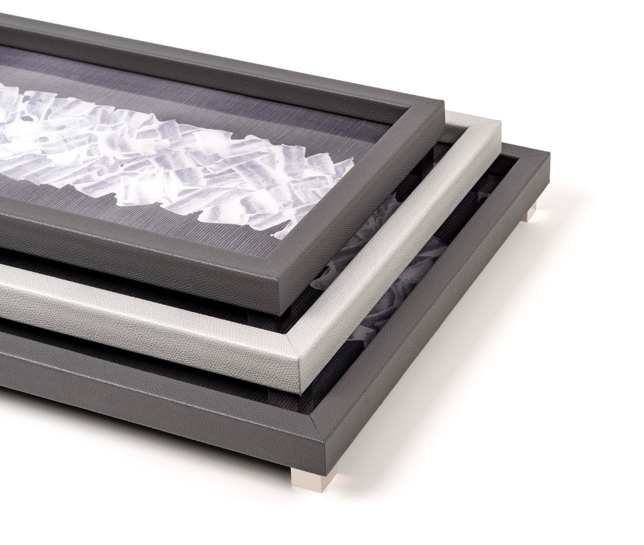 Поднос для заметок - 35,5X35,5 см / металл-хром/зернистая кожа_темно-серый Pinetti 00.1986.029.055 - Вид №9