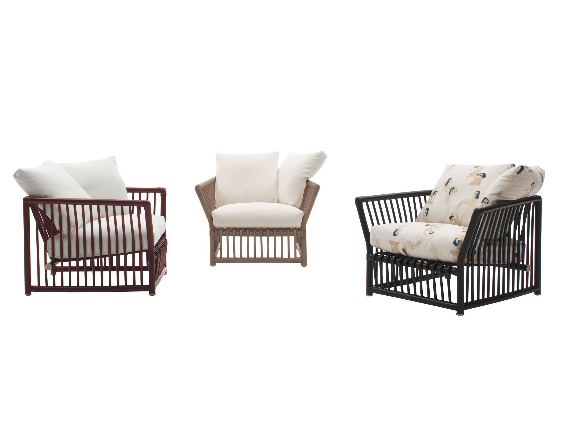 Садовое кресло из ротанга и тканевые подушки B&B Italia Outdoor Softcage ARCH-00007607 - Вид №1