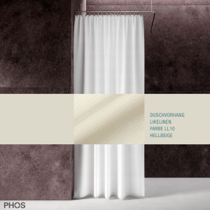 DV-LIKEL200-100-LL10 Занавеска для душа Likelinen, длина 200 см, ширина 100 см, светло-бежевая. PHOS
