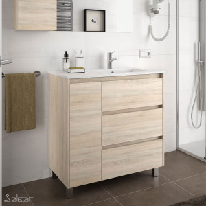 85133 SALGAR Мебель для умывальника ARENYS 855 1 дверь левая ROBLE COLORADO + Раковина Дуб Каледония